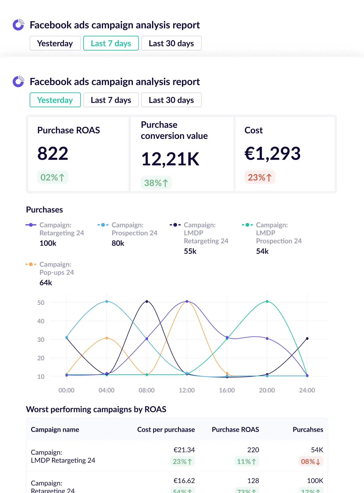 Facebook ads campaign report template