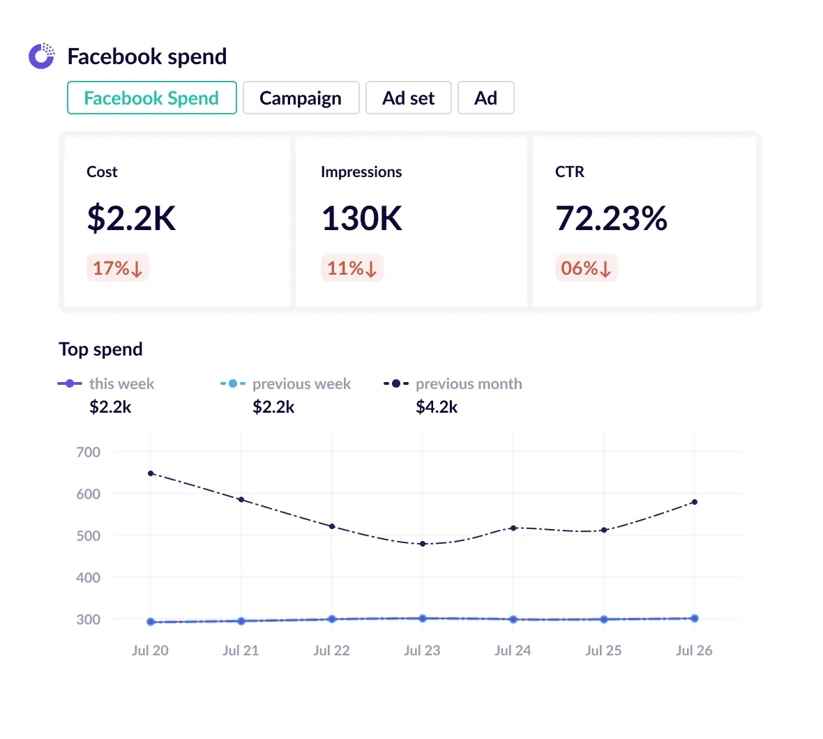 Facebook ads spend report template