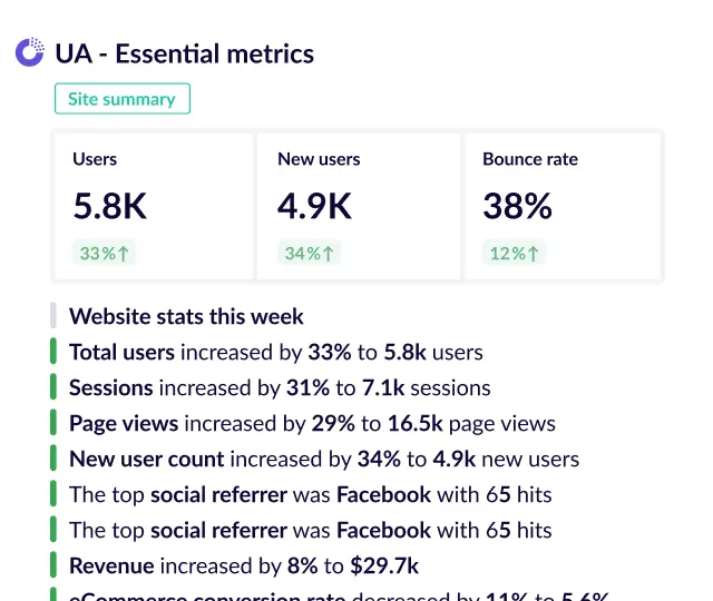 Essential metrics report template